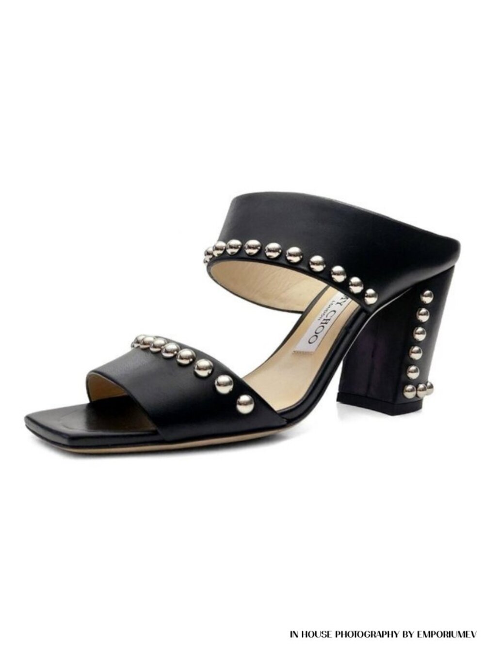 Jimmy Choo Matty Black Leather Studded Sandals EU 36 / US 6